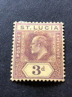 SAINT LUCIA  SG 71  3d Purple On Yellow  MH* - St.Lucia (...-1978)