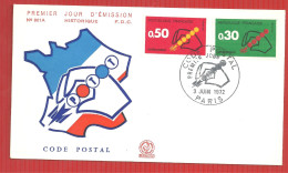 FDC  CODE POSTAL PARIS 3 6 1972 - 1970-1979