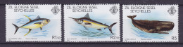 Outer Seychelles 1980 Mi. 20-22 Fish & Whale Fische & Wale, Tuna, Blue Marlin & Sperm Whale Complete Set, MNH* - Seychelles (1976-...)