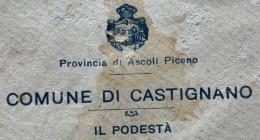 COMUNE DI CASTIGNANO - RACCOMANDATA (targhetta A ) Da ASCOLI PICENO * RACC.* 20/1/27 Per GROTTAMMARE - Marcophilie