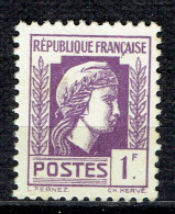 1 F Violet Marianne D'Alger - 1944 Coq Et Maríanne D'Alger