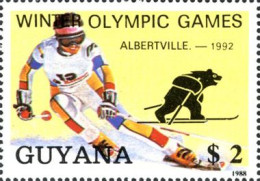 GUYANE - 1988 - J.O. Albertville - Skieur Et Ours - Winter 1992: Albertville