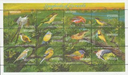 GRENADA 1993 - Oiseaux Chanteurs- 12 Timbres En Feuillet - Grenade (1974-...)