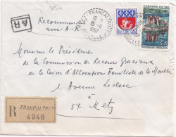 36976# LETTRE FRANCHISE PARTIELLE RECOMMANDE AR ACCUSE RECEPTION Obl FRANCALTROFF MOSELLE 1967 Pour METZ 57 - Storia Postale