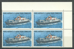 TAAF 2008  N° 520 ** Bloc De 4 Coin De Feuille Neuf MNH Superbe C 20 € Bateaux Le Marion Dufresne Navire Boats Ships - Ungebraucht