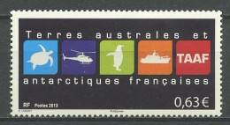 TAAF 2013  N° 681 **  Neuf  MNH Superbe C 3 € Logo Faune Tortues Oiseaux Manchots Hélicoptère Bateaux Boats Transports - Nuovi