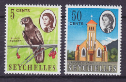 Seychelles 1962 Mi. 195X, 203X, Bird Vogel Oiseau Black Parot & Catholic Church, MNH* - Seychelles (...-1976)