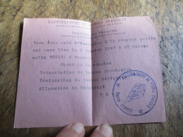 RASSEMBLEMENT DU PEUPLE FRANCAIS  CANTON NEMOURS  INVITATION REUNION - Historische Documenten