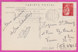 293814 / Spain - San Sebastian El Monte Igueldo PC 1960 USED 1 Pta General Franco Flamme "... Ahorros A La Caja Postal - Brieven En Documenten