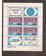 LP 867 Romania -1974-SKYLAB BLOC DE 4 MARCI SI 4 VINIETE DIFERITE, Nestampilat 2 - Autres & Non Classés