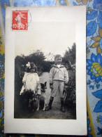 CARTE PHOTO DE PAUL JOLIVET ET SA SOEUR PAULETTE AINSI QUE LE CHIEN - Identifizierten Personen