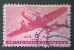 United States, Scott #C25, Used(o), 1941 Air Mail, Transporter Series, 6¢, Carmine - 2a. 1941-1960 Usados