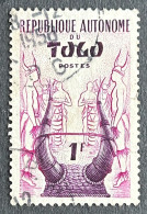 FRTG0263U - Local Motives - Head Dress - 1 F Used Stamp - Republique Autonome Du Togo - 1957 - Gebruikt