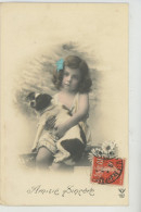 ENFANTS - LITTLE GIRL - MAEDCHEN - CHIENS - DOG - Jolie Carte Fantaisie Portrait Fillette Et Chien - Honden