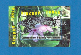 2016 Butterflies -  Without White Frame - MNH - Perfuração:14 Cot.: €83.00 - Tonga (1970-...)