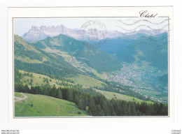 74 CHÂTEL N°354 En 1993 Depuis L'Alpage Des Mouettes Le Village Les Dents Du Midi Le Mont Blanc - Châtel