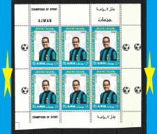 ● AJMAN 1968 ● Calcio ● Luisito Suarez ● Varietà : Doppia Dentellatura . .● La GRANDE INTER ● BF X 6 ** ️️️● Soccer ️️️● - Ajman