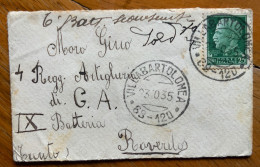 VILLABARTOLOMEA * 68 - 120 * 23/10/35 Su 25 C. - BUSTINA (B.D.V.) PER MILITARE A ROVERETO - Poststempel