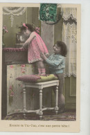 ENFANTS - LITTLE GIRL - MAEDCHEN - Jolie Carte Fantaisie Enfants écoutant Le Tic Tac D'une Horloge - Abbildungen