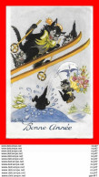 . CPA Bonne Année.  Chats Aux Sports D'hiver...S1899 - New Year