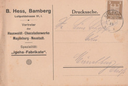 Deutsches Reich Firmenkarte Weiden 1925 B. Hess Hauswaldt Chcoladenwerde  Magdeburg Neustadt - Storia Postale