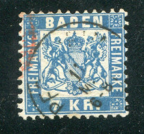 "BADEN" Mi. 25 Mit Markantem Plattenfehler "7 Mit Weissem Kranz" Gestempelt (A1235) - Used