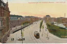 Amsterdam Sarphatiestraat Met Artillerie-Kazerne Levendig Tram Rechts Roeterseiland # 1916     3982 - Amsterdam
