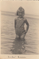 Sweet Blonde Girl In Lovely Swimwear , Beach Scene Crikvenica Croatia 1940 - Portretten