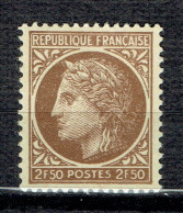 2,50 F Brun Type Cérès De Mazelin - 1945-47 Ceres Of Mazelin