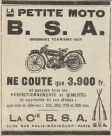 Moto B.S.A. Brassard Tourisme - Pubblicità D'epoca - 1925 Old Advertising - Advertising