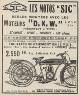 Les Motos SIC Moteurs D.K.W. - Pubblicità D'epoca - 1925 Old Advertising - Advertising