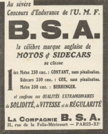 Motos Et Sidecars B.S.A. - Pubblicità D'epoca - 1925 Old Advertising - Advertising