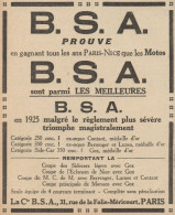 Motocyclettes B.S.A. - Pubblicità D'epoca - 1925 Old Advertising - Advertising