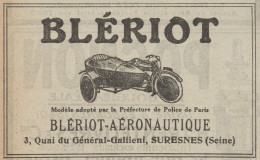 Sidecar Blériot-Aéronautique - Pubblicità D'epoca - 1921 Old Advertising - Advertising