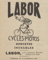 Cycles & Motos LABOR - Pubblicità D'epoca - 1920 Old Advertising - Advertising