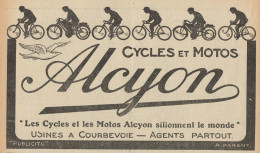 Cycles & Motos ALCYON - Pubblicità D'epoca - 1920 Old Advertising - Advertising