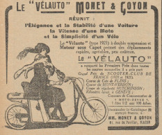 Le Vélauto MONET & GOYON - Pubblicità D'epoca - 1921 Old Advertising - Advertising