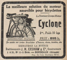Moteur Pour Bicyclettes CYCLONE - Pubblicità D'epoca - 1924 Old Advert - Advertising