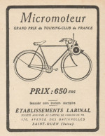 Micromoteur LABINAL - Pubblicità D'epoca - 1924 Old Advertising - Advertising