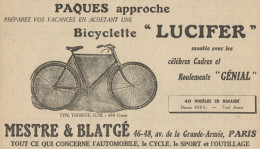 Bicyclette LUCIFER Type Touriste Luxe - Pubblicità D'epoca - 1923 Old Ad - Publicidad