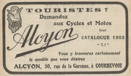 ALCYON - Cycles Et Motos - Pubblicità D'epoca - 1923 Old Advertising - Reclame