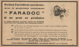 Projecteur Croisement FARADOC - Pubblicità D'epoca - 1927 Old Advertising - Reclame