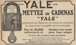 Mettez Un Cadenas YALE - Pubblicità D'epoca - 1927 Old Advertising - Publicidad
