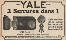 YALE 2 Serrures Dans 1 - Pubblicità D'epoca - 1927 Old Advertising - Reclame