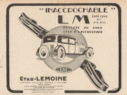 Pare-Choc Inaccrochable LM - LEMOINE - Pubblicità D'epoca - 1927 Old Ad - Publicidad