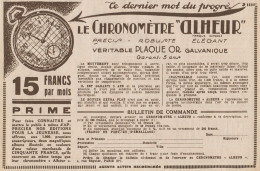 Chronométre ALHEUR - Pubblicità D'epoca - 1930 Old Advertising - Publicidad