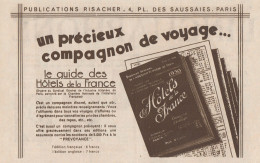 Le Guide Des Hotels De France - Pubblicità D'epoca - 1930 Old Advertising - Reclame