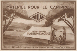 Materiel Pour Le Camping IDEAL - Pubblicità D'epoca - 1930 Old Advertising - Publicidad