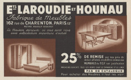 Meubles LAROUDIE & HOUNAU - Paris - Pubblicità D'epoca - 1937 Old Advert - Publicidad