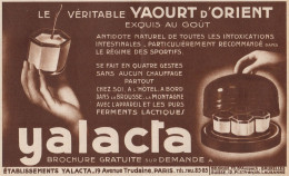 Yaourt D'Orient - YALACTA - Pubblicità D'epoca - 1935 Old Advertising - Publicités